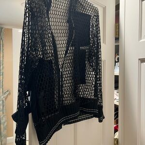 Elegant Black Mesh Women's Cardigan